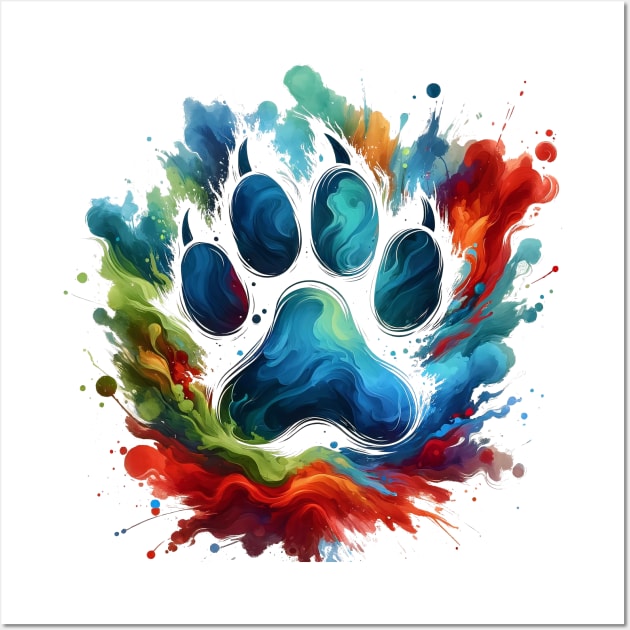 Dog Paws with watercolor splash Wall Art by Pacar